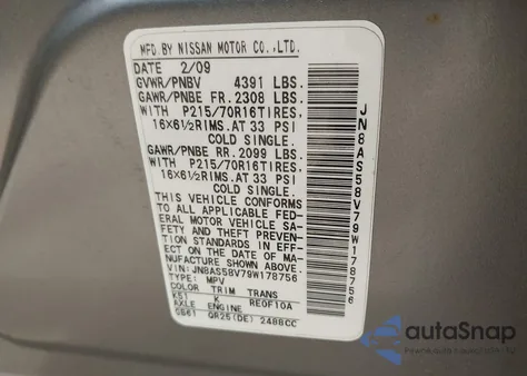 2009 Nissan Rogue S z USA, uszkodzony, nr VIN JN8AS58V79W178756